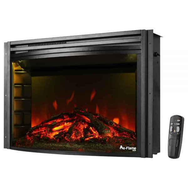 e-Flame USA 26" Curved Electric Fireplace Insert w/Remote Control 4