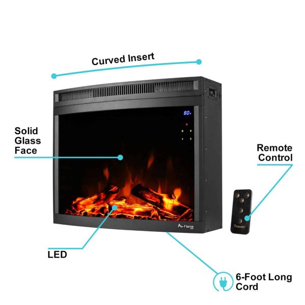 e-Flame USA 28" Curved LED Electric Fireplace Insert w/ Touch Screen and Remote Control 1